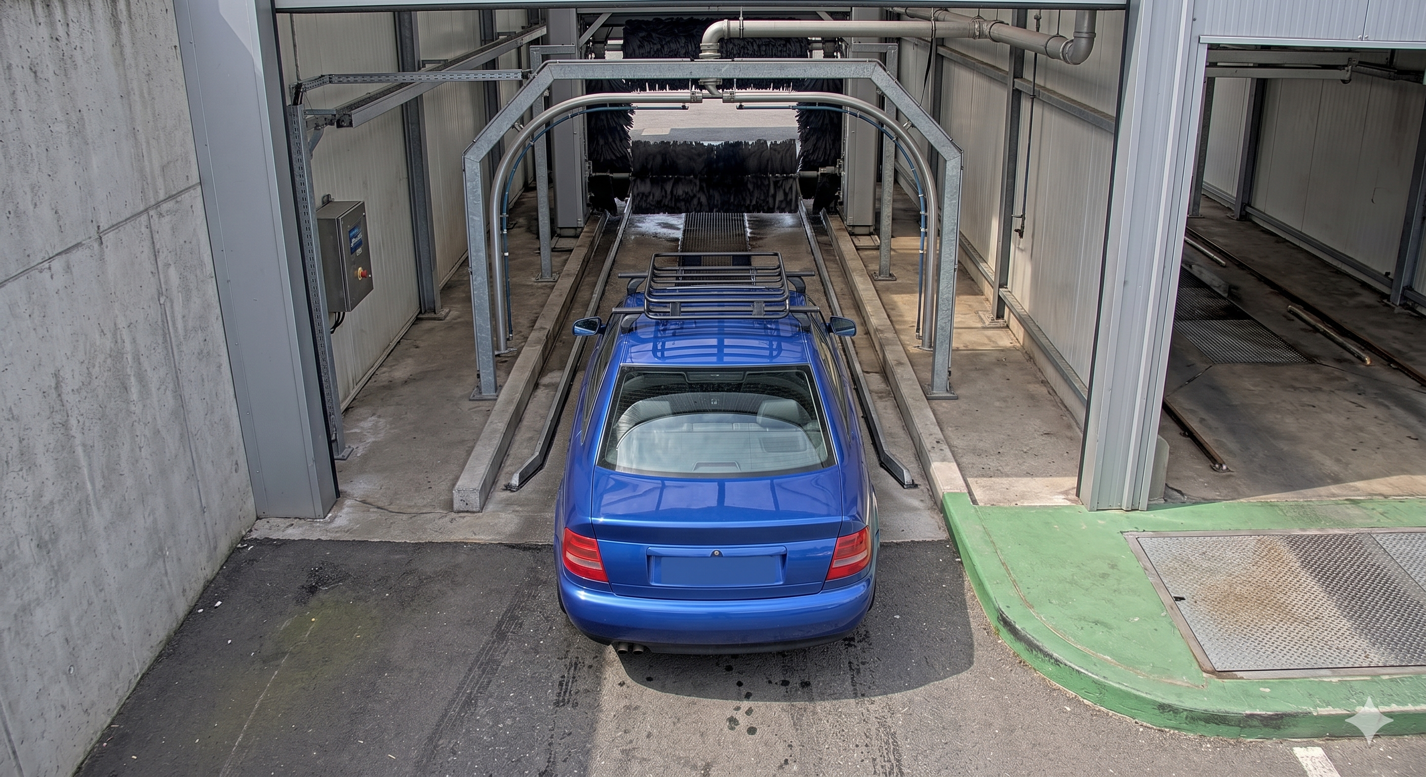 Sedan with empty roof basket
